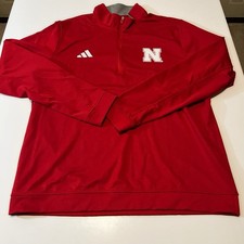 Adidas Nebraska Cornhuskers Mens Elevated Quarter-Zip Pullover Red L Football picture