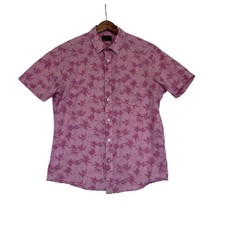 UNTUCKit Moldavia Pink Palm Tree Print Slim Fit Cotton Shirt Mens Large 40526 picture
