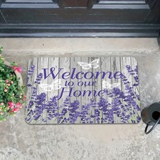 2D Flat, 2D Flat Diatom Mud Mat, Lavender Butterfly Pattern Welcome Home Doorm picture