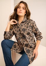 Roaman's Women's Plus Size Kate Long Sleeve Easy Cotton-Blend Button-Front Shirt picture