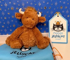Authentic Jellycat️ Fuddlewuddle Highland Cow + Dustbag Custom Tag Protector picture