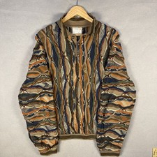 Vintage Coogi Australia 3D Knit Sweater Mens Large Earth Tones Mercerized picture