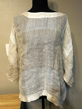 Pure Jill J.Jill Women’s Small White 100% Linen Open Weave Boxy Lagenlook Top picture