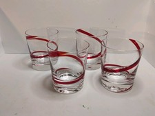 Pier 1 Swirline Red Double Old Fashioned Glasses Set Of 4 picture
