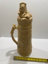 Holland Mold 18” Ceramic Safari Beer Stein Lion Elephant Wildlife Large Lidded picture