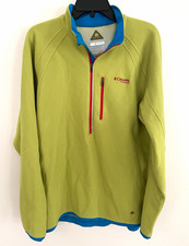 Columbia Titanium Omni Heat Fleece Pullover Half Zip Green Blue Mens Large L picture