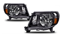 For 2005-2011 Toyota Tacoma TRD Clear Headlights Black Headlamps Left+Right Set picture