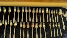 Thailand Vintage Brass Flatware Unique 8pc Setting Plus Setving, 91 Pieces Total picture