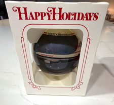 Happy Holidays Blue Round Hanging Christmas Ornament Made in USA picture