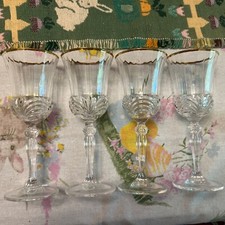 Set Of 4 Vintage Royal Crystal Rock RCR Aurea Gold Wine Goblets Glasses picture