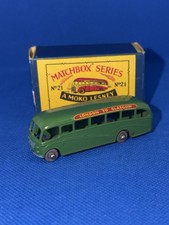 Matchbox Moko Lesney #21B3 Long Distance Coach W/original Box 1958 Dark Green picture