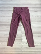 Athleta Womens Burgundy Salutation Stash Pocket Rainwater Tight Leggings - Small picture