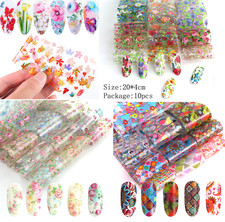 10Pcs Nail Art Foil Stickers Flower Pattern Transfer Decals Decoration Tips NS46 picture