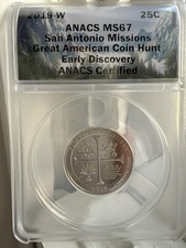 2019 W Quarter ANACS MS67 San Antonio Missions 25 Cents Coin picture