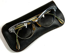 Antique COC 44-20 Cats Eye Frame 4 1/2 Ladies Glasses Spectacles w/ Soft Case picture