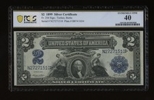 DBR 1899 $2 Silver Cert Porthole Fr. 256 PCGS-B XF-40 Serial N27271510 picture