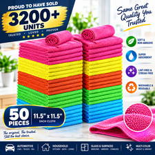 Microfiber Cleaning Cloth Towel Rag Car Polishing No Scratch Detailing Set of 50 picture