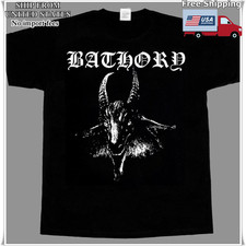 Bathory Goat Head Vintage Black Metal Rock Band Music Graphic T-Shirt picture