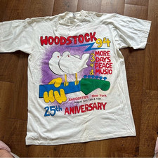 Vintage 90’s 94 Woodstock 25th Anniversary Music Festival Concert T Shirt TD1029 picture
