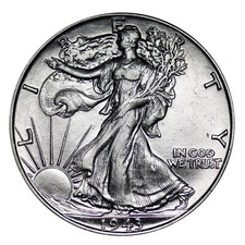 (1) Brilliant AU/Uncirculated 1943 Walking Liberty US Silver Half Dollar 90% BU picture