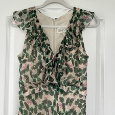 Saloni Rita Printed Silk Ruffle Maxi Dress 6 Floral Chiffon Crinkle Eleg G2U picture