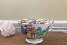 Antique 1820s English Bone China Teacup London Shape Handpainted Scottish Couple picture