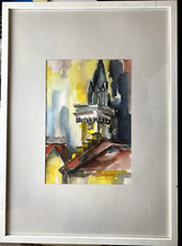 Hans Lindenthal 1938 Church Tower Watercolour Gallery Signed Rare Gothic Dom picture