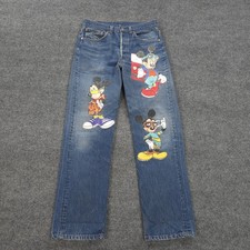 Vintage Too Cute Jeans Womens M 30x31 Mickey Disney Embroidered Denim 90s USA picture