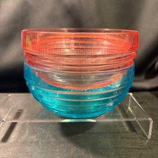 Vintage 1986 Majestic Ribbed Plastic Bowls Set of 2 Pink Teal Blue 5.25