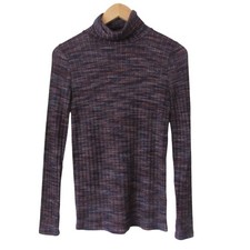 Madewell Space Dyed Ribbed Turtleneck Top Small Purple Long Sleeves Knit Preppy picture