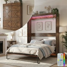 Murphy Bed with LED Lights, Hidden Murphy Wall Bed with Gas-Lift, No Mattress picture