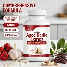 VivoNu Odorless Aged Garlic Extract 12000mg 30:1,150 Capsules Heart Support picture