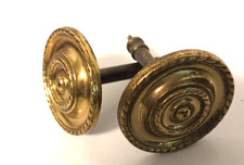 Pair Vintage Solid Brass Medallion Rope Twist Border Curtain Holdbacks picture