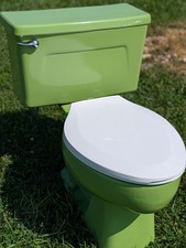 Vintage Fresh Lime Green Vent Toilet Elongated Bowl Old Kohler Retro 409-25E picture