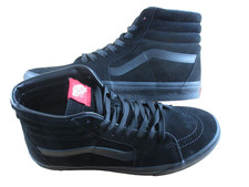 Vans Men's Sk8-Hi All Black Striped Classic Suede Skate shoes Size 11 NIB picture