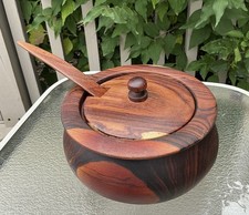 Lg Handcrafted Turned Cocobolo Wood Tureen 8