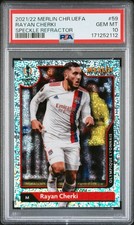 2021-2022 TOPPS MERLIN CHROME UEFA LEAGUE #59 RAYAN CHERKI 10/150 PSA 10 picture