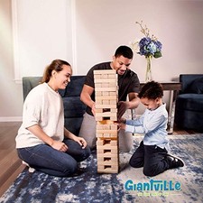 60 EXTRA JUMBO WOODEN BLOCKS WITH STORAGE CRATE,OAK - GIANTVILLE GIANT TUMBLING picture
