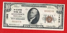 1929 $10 The Allentown National Bank Allentown, PA - X.F. BEAUTIFUL NOTE picture
