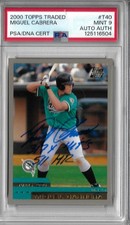 Miguel Cabrera Autographed 2000 Topps Traded T40 Rookie Card PSA 9 TIGERS HOFER picture