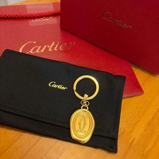 Auth Cartier 2C Sealing Wax Key Ring Charm Gold CROG000307 9101BA Box Warranty picture