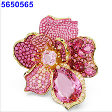 Swarovski Idyllia Flower Crystal Ring Pink 18K Gold Finish 5650565 New picture