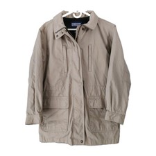Lands End Woman's Field Jacket W/Detachable Hood Khaki Size M 10-12 (O) picture