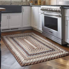 Brown Braided Country Kitchen Area Rug Farmhouse Braided Rug for Home Decor picture