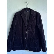 NWOT Lands' End Black Wide Wale Corduroy Blazer Jacket Small Fall Capsule Preppy picture