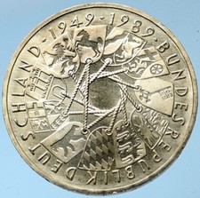 1989 GERMANY Hamburg w Castle Eagle VINTAGE Old Silver 10 Marks Coin i99658 picture