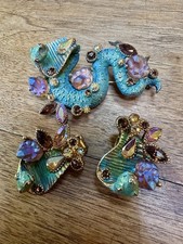 RARE Vintage HAR  Multicolor Cobra Broach & Earring Set, 1959 Fantasy Collection picture