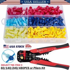 60/480Pcs T-Taps Wire Terminals Connectors Insulated 22-10 AWG Quick Splice Kit picture