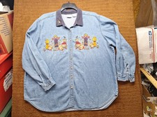 VTG Bobbie Brooks Fall Embroidered Denim Shirt Women Size 3XL Scarecrow Pumpkins picture