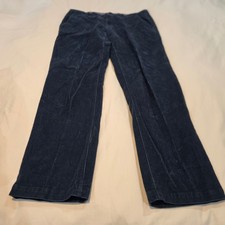 IZOD Corduroy Pants Mens 34x32 Navy Blue Excellent Straight Leg Fine Wale picture
